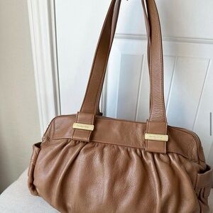 See By Chloe Tan Leather Shoulder Bag with Gold Accents